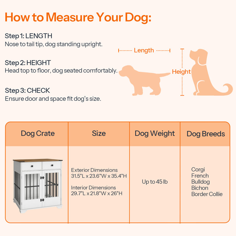 Desiderata 2-Doors Furniture Style Dog Crate with 2 Drawers
