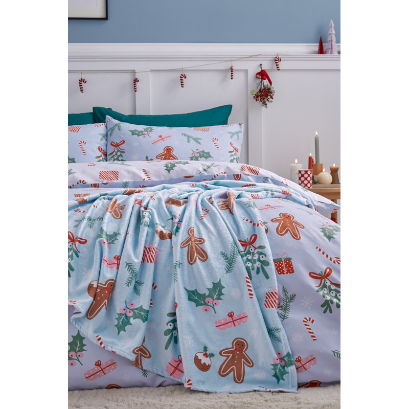Christmas Gingerbread Cosy Fleece Blanket Throw