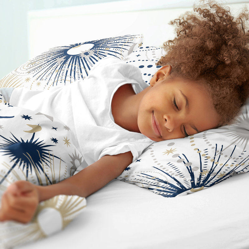 Celestial Blue and Gold Microfiber Full Bedding Set