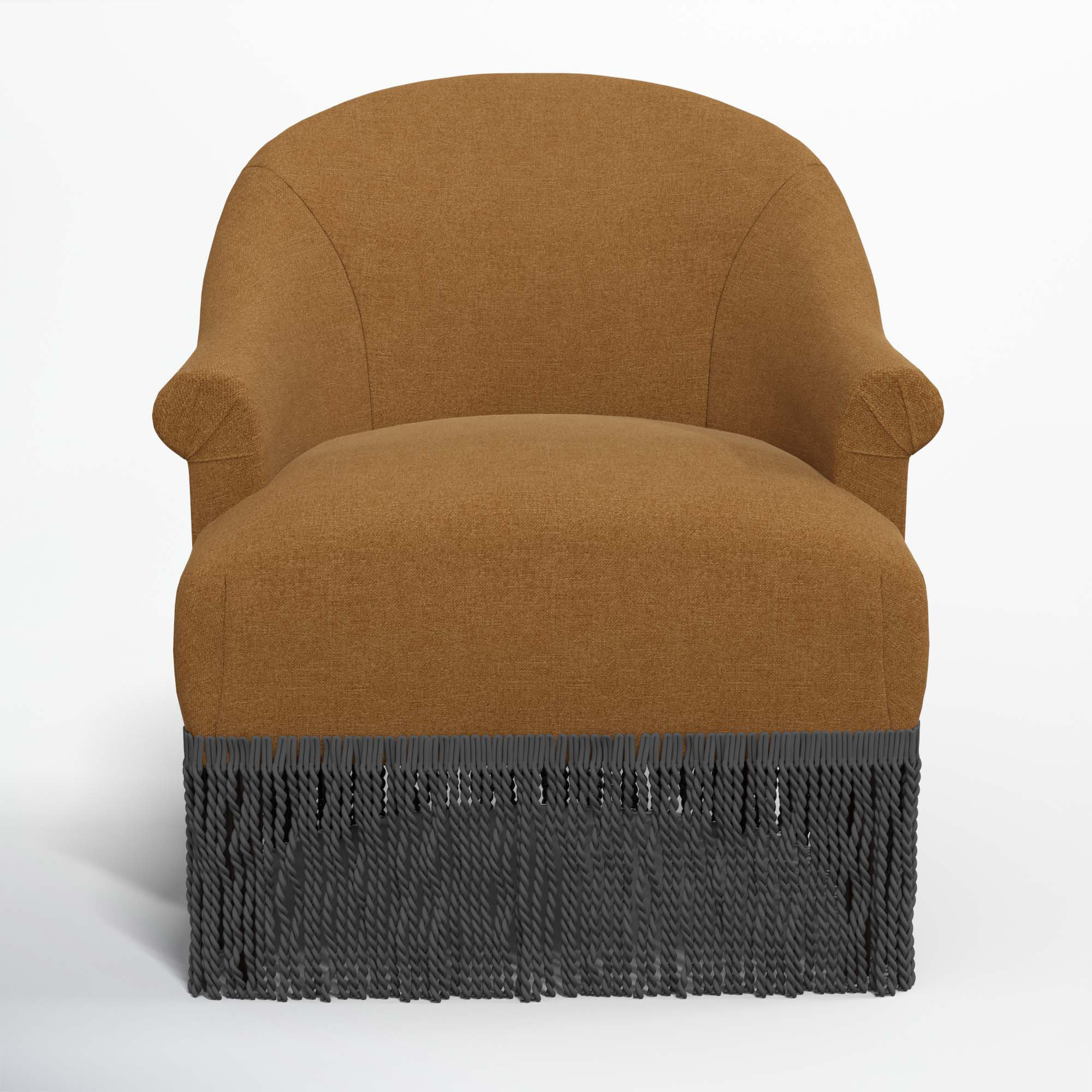Callie Upholstered Wingback Chair, Black, Textured Amber Linen