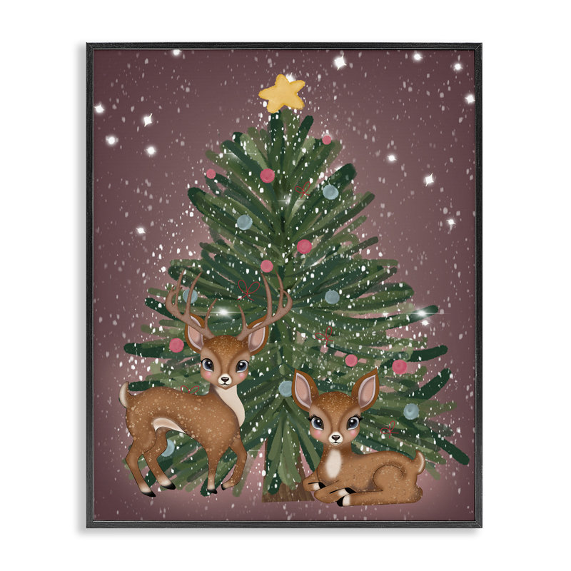 «Christmas Tree Fun», giclée encadrée par Drew McInerney, Giclée encadrée noir minuit, H 30 po x l 24 po