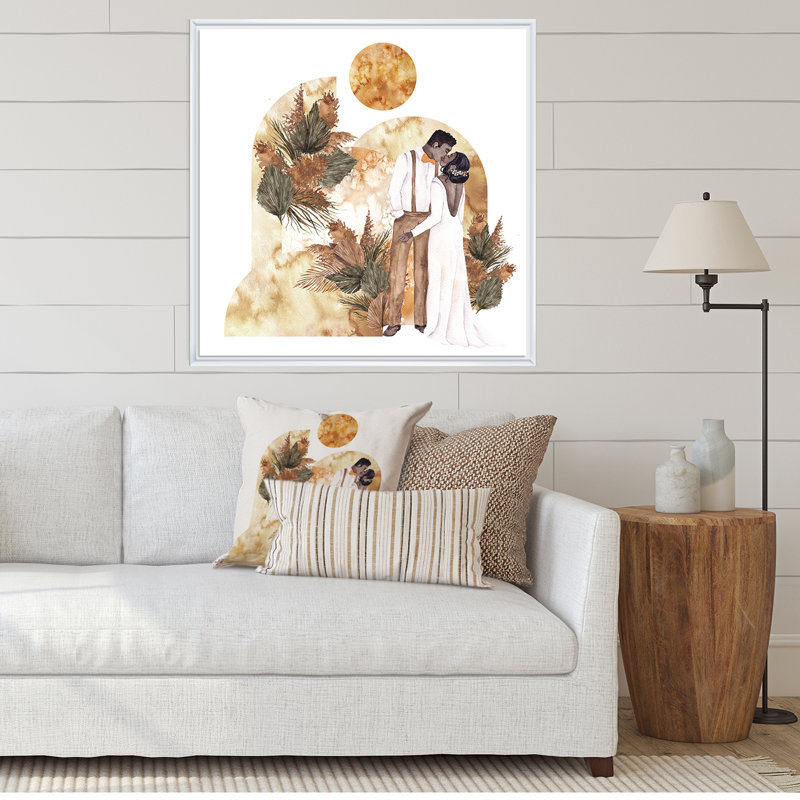 Radiant Newly Weds I - reproduction d'art sur toile Glam, H 30 po x l 30 po x P 1 po, Cadre flottant blanc