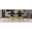 5PCS Table And Chair Set, Luxurious Black Marble-Patterned Tempered Glass Dining Table Paried With 4 PU Dining Chairs-1856920128