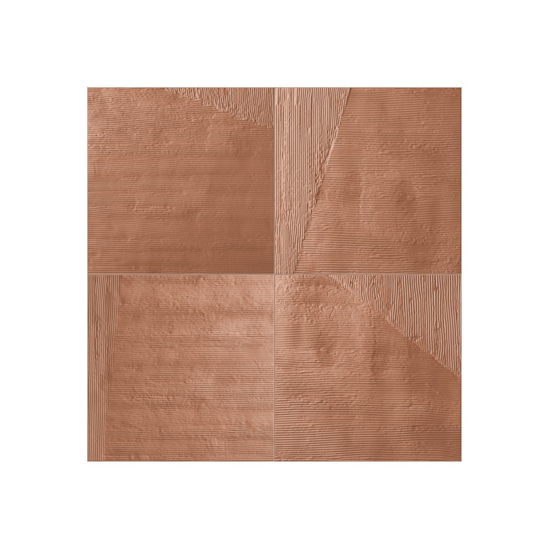 Carreau de porcelaine moderne abstrait 6 po x 6 po Gesso Terra, Orange
