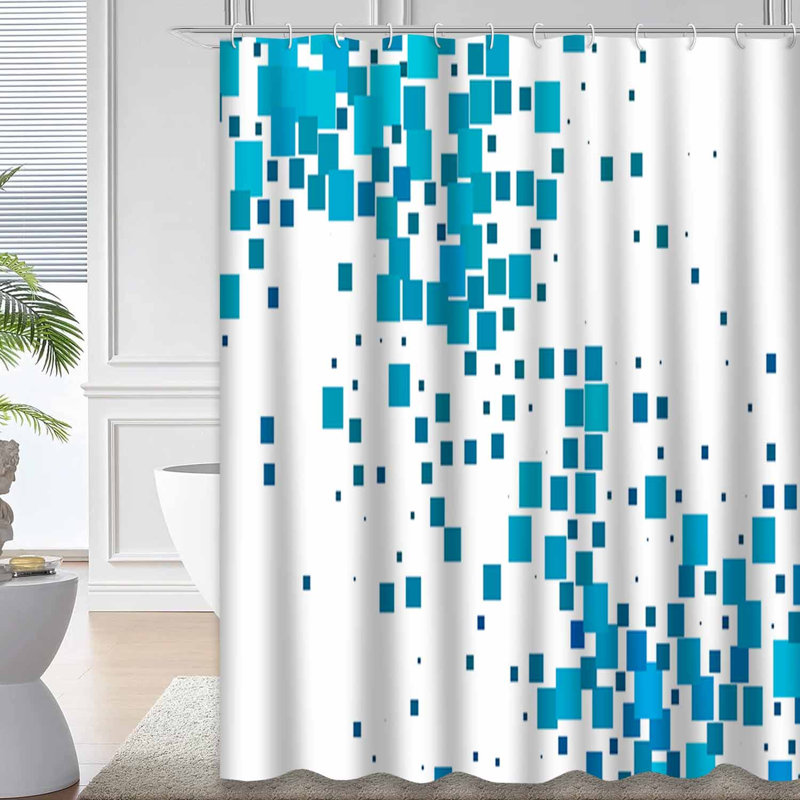Nouveau rideau de douche rectangulaire bleu clair avec 12 crochets, L 72 po x l 72 po