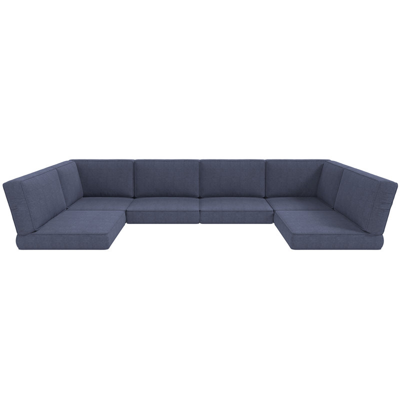  Ensemble de coussins de rechange pour l'extérieur pour canapé de conversation modulaire en rotin et osier de 6 sièges, ensemble de coussins de 14 pièces