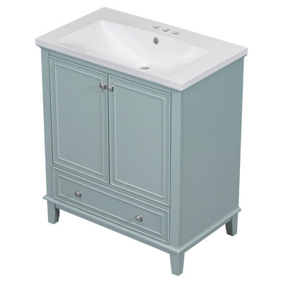 30" Bathroom Vanity With Sink Combo, Multi-Functional Bathroom Cabinet With Doors And Drawer, Solid Frame And MDF Board