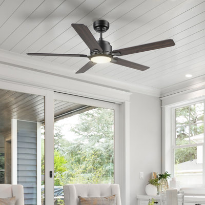 Ventilateur de plafond intelligent 52 po avec lumière DEL à intensité variable, télécommande, moteur CC réversible silencieux