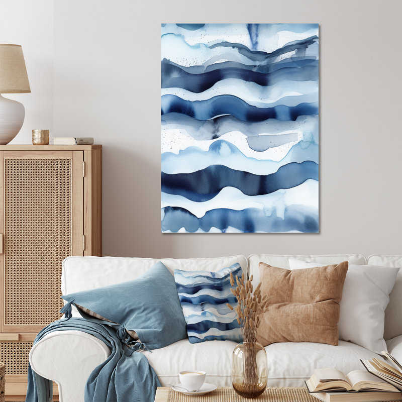 «Abstract Classic Blue Waves II», reproduction d'art mural en métal côtier, H 40 po x l 30 po