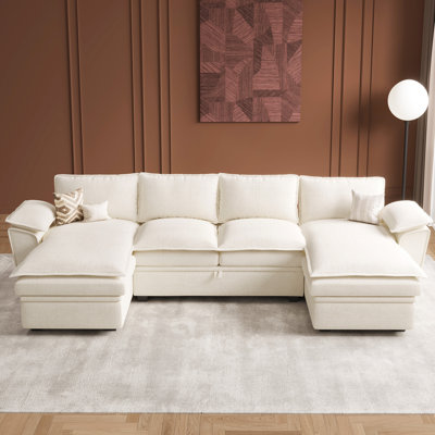 Upholstered U-Shaped Sectional Sofa With Double Chaise