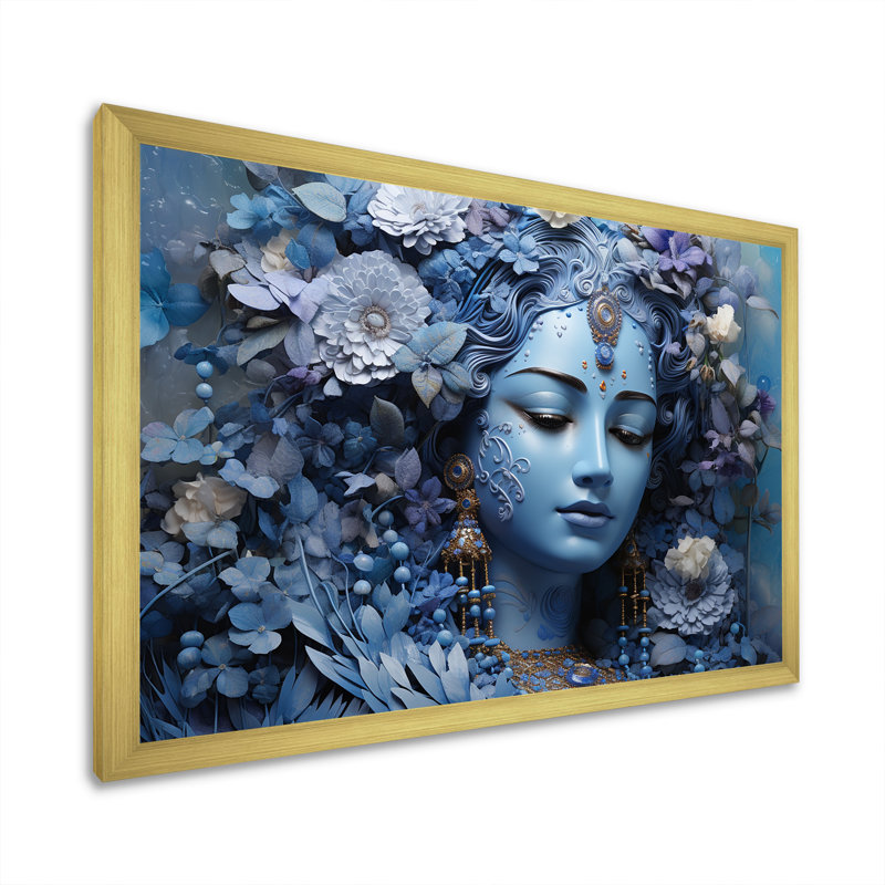 L'hindouisme Varunas Watery Wisteria - impression, Cadre doré simple, H 16 po x l 32 po x P 1 po