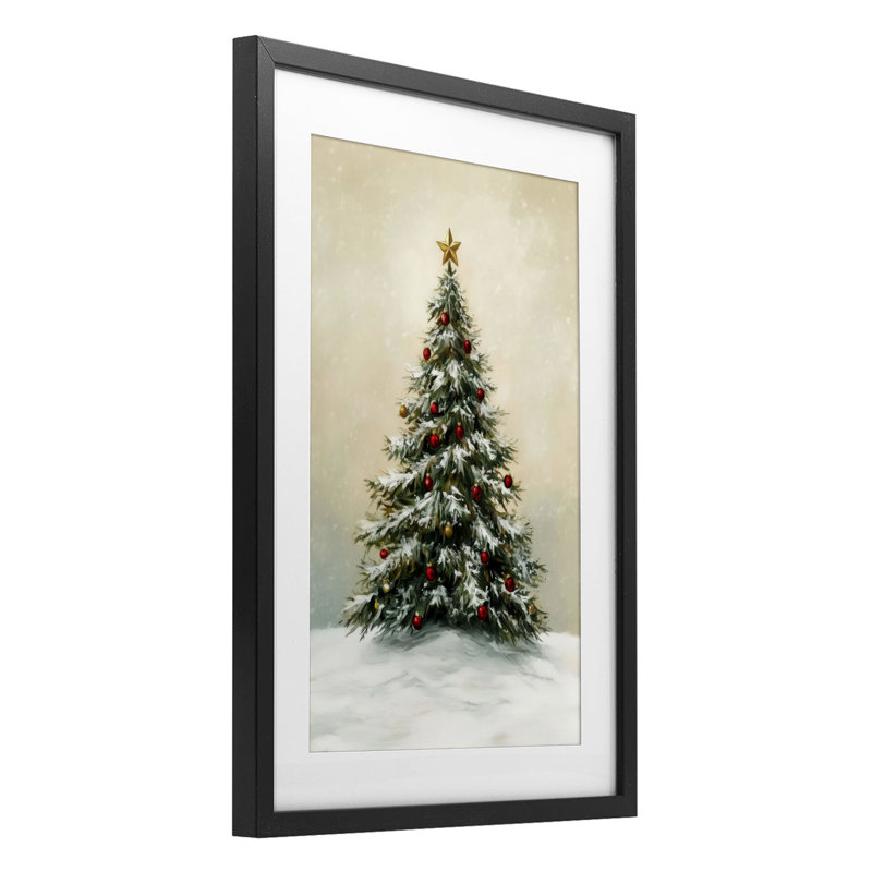 «Winter Tree with Ornaments», reproduction encadrée sous verre, design par LSR Design Studio, H 20 po x l 14 po