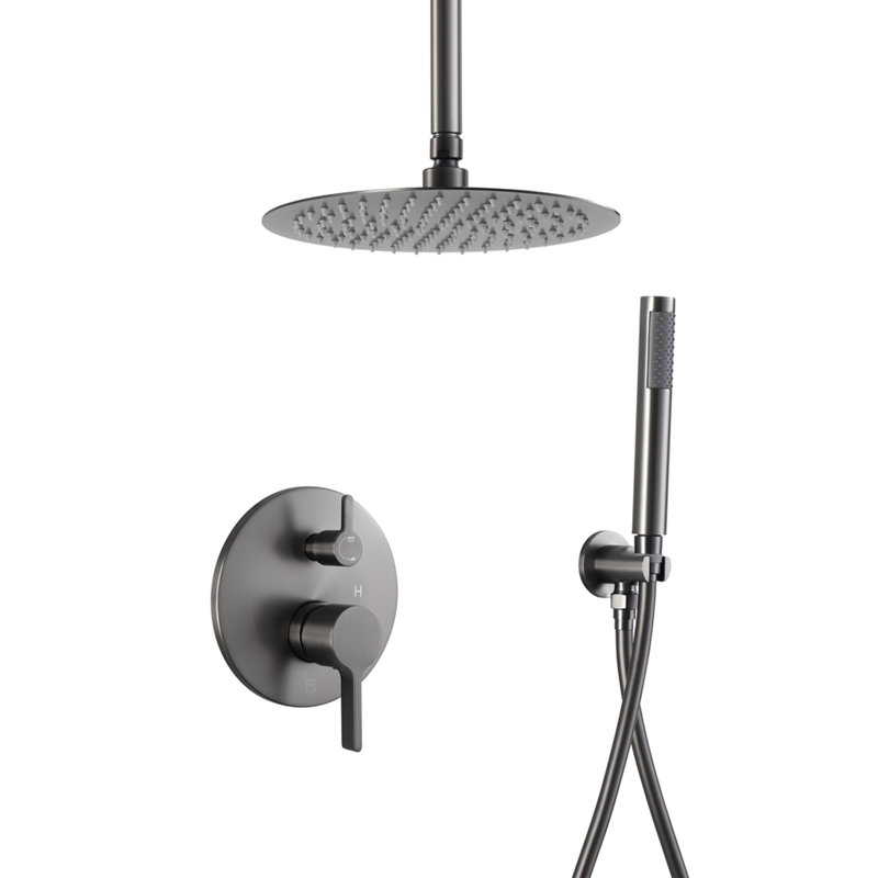 Calder Complete Shower System with Rough in-Valve, Brushed Black Chrome