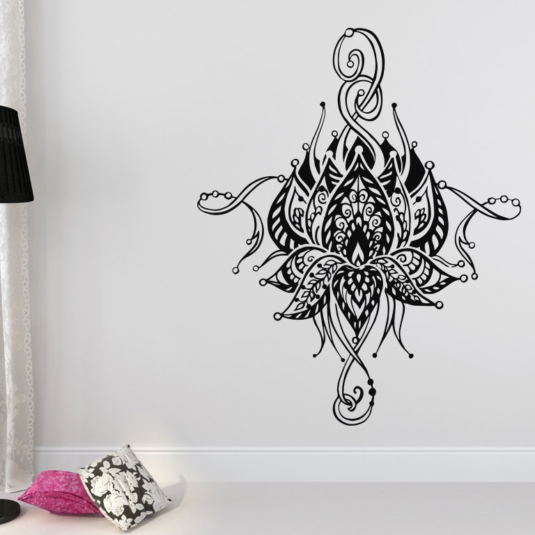 Décalcomanie murale fleur lotus Buller, Noir