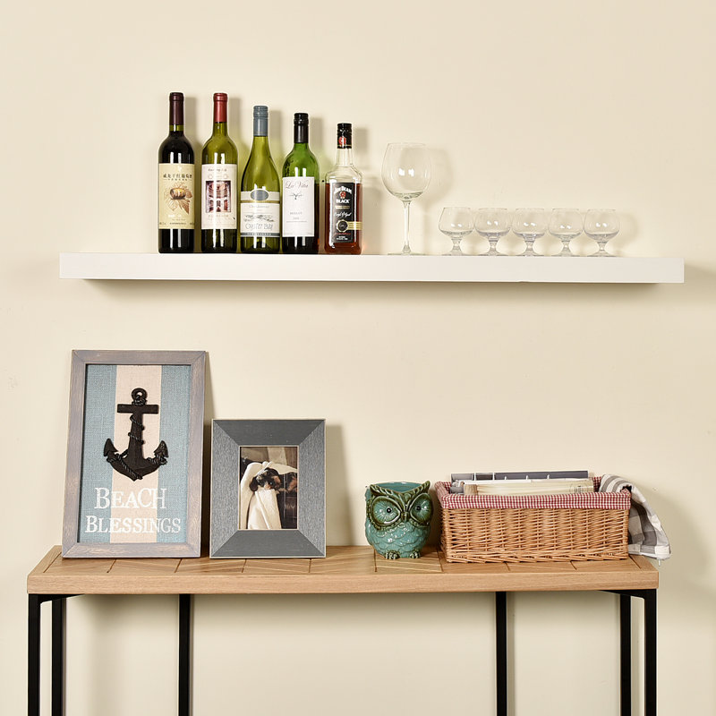 Bovina Floating Shelf, White, 2" H x 60" W x 9.25" D