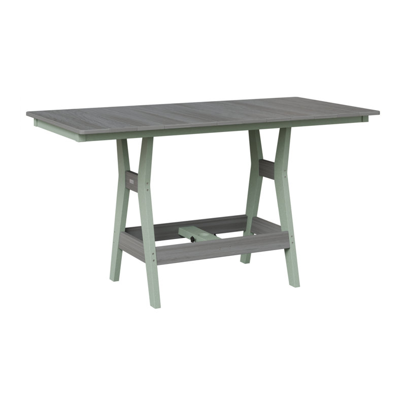 Harbor Outdoor Dining Table, Driftwood Gray, Seafoam, 30.37" H x 66" W x 33" D