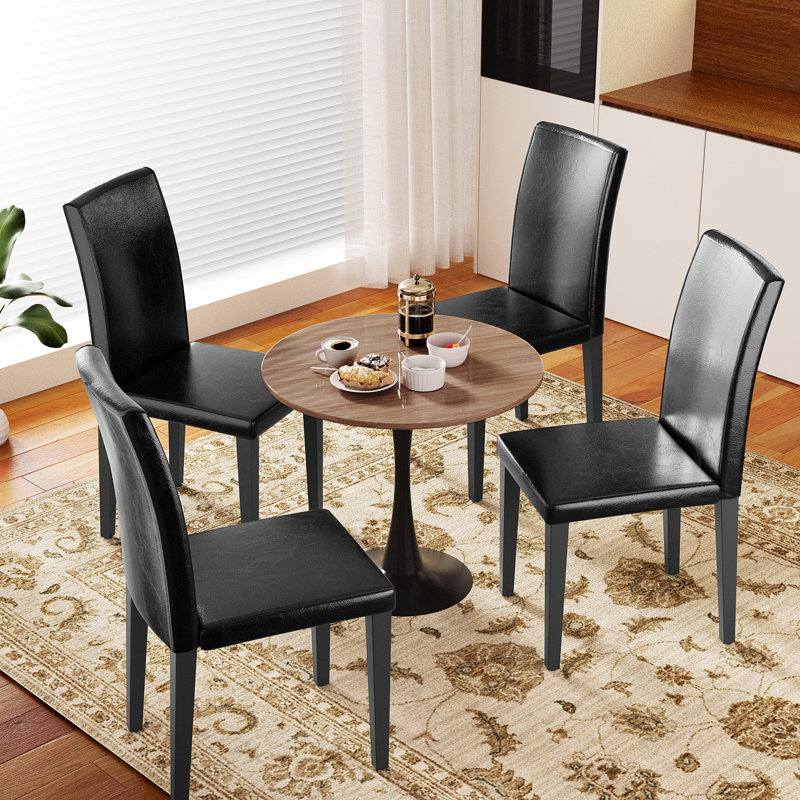 Chaise de salle à manger rembourrée Anders, Noir, noir, noir, noir, Noir, noir, noir, noir