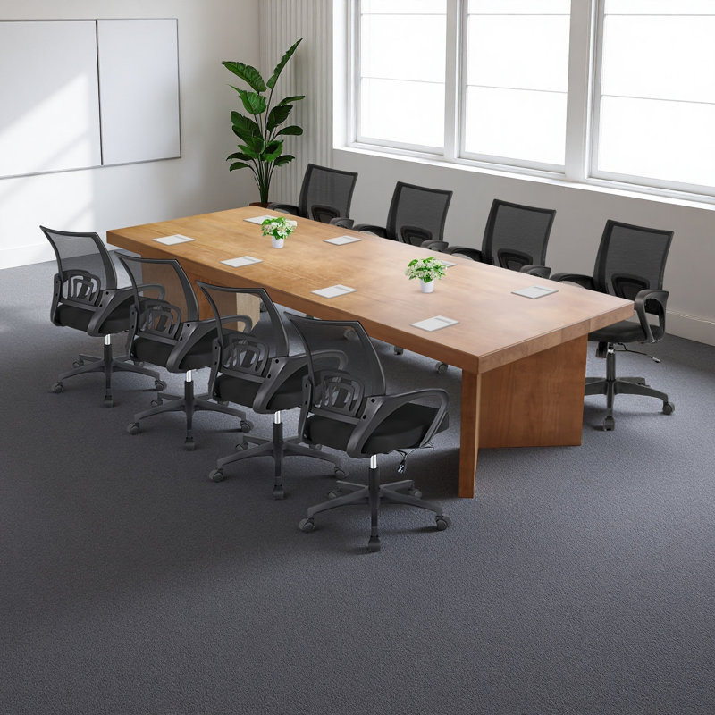 Ensemble de table de conférence moderne en bois massif 8 personnes pour 8 personnes, H 29,53 po x L 86,61 po x l 35,43 po