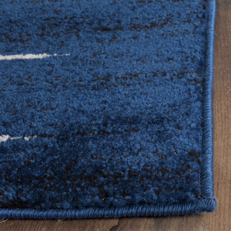 Tapis géométrique bleu royal / ivoire Allard, Rectangle 10 pi x 14 pi