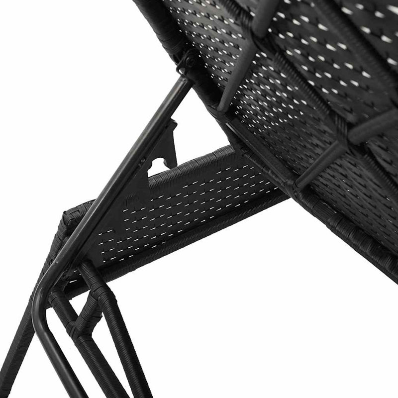  Chaise longue de patio noir, bleu, Bleu, Noir
