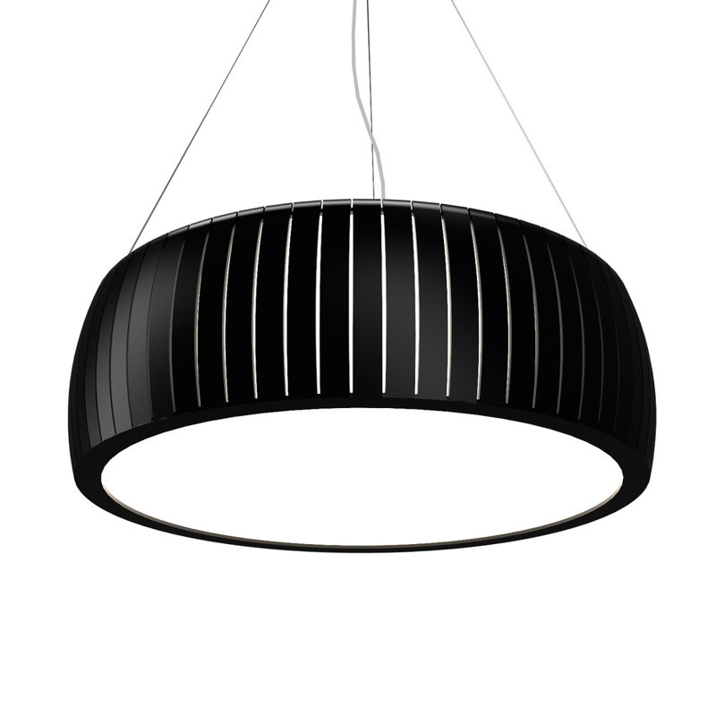 Teak Drum LED Pendant Light with Acrylic Diffuser