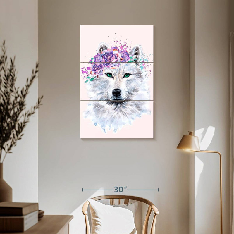 Brampt Floral Wolf, 57" H x 36" W