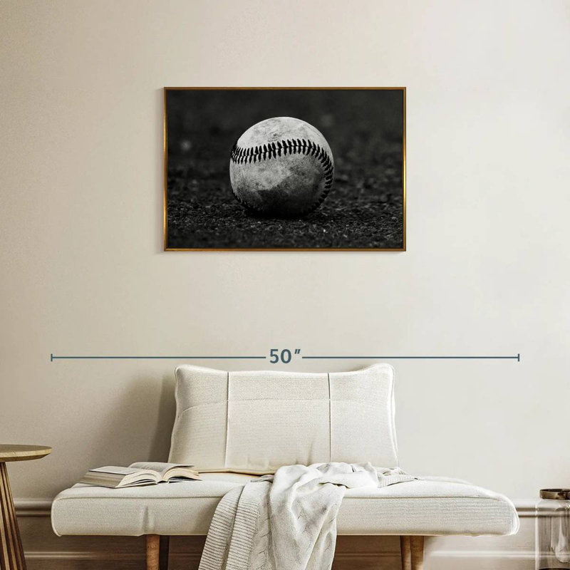 Baseball monochrome, Cadre flottant doré, 31 po x 21 po