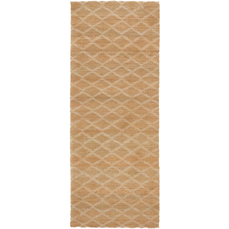 Ricochet Jute / Sisal Geometric Area Rug in Yellow/White, Runner 2'7" x 13'1"