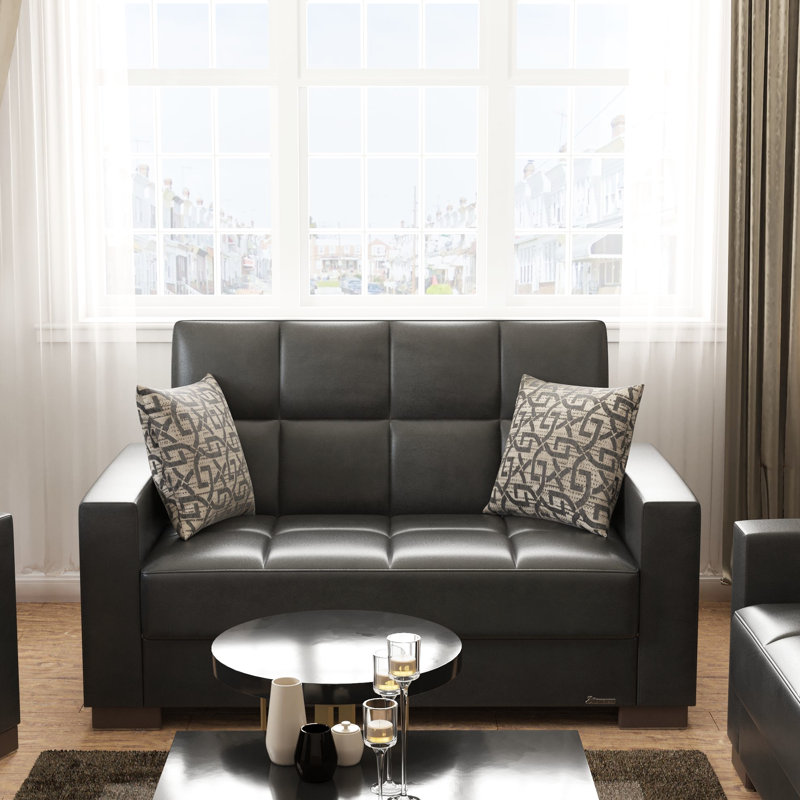 Rangement rembourré, cuir PU noir, cuir confortable et moderne pour petits espaces avec option, espaces de vie élégants