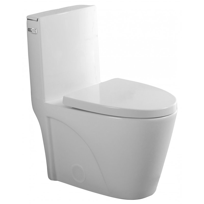 Toilette une pièce à chasse latérale