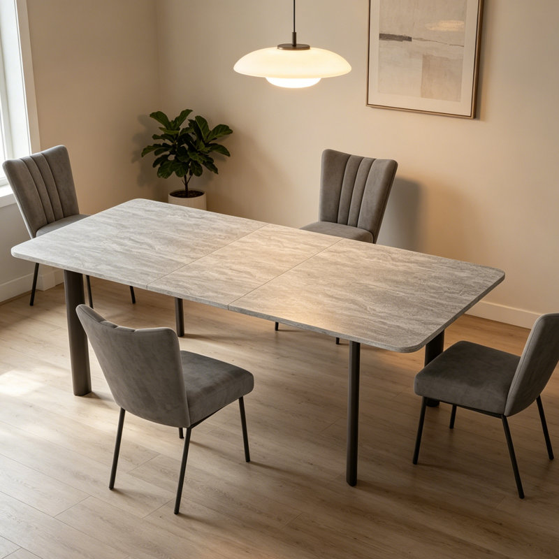 Ensemble de table de salle à manger rectangulaire 78,7 po, ensemble de table de cuisine moderne avec chaise rembourrée pour la maison, la cuisine et la salle à manger