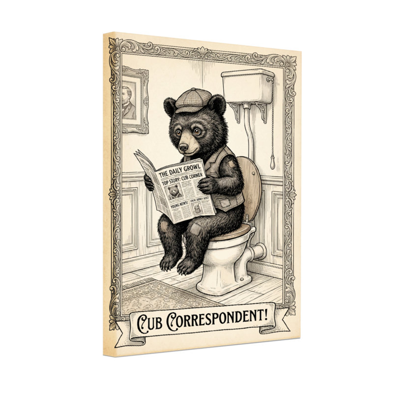 Bath & Laundry Bear Reading Newspaper On Toilet