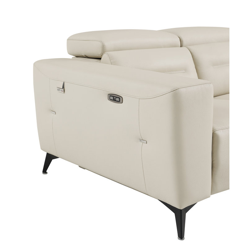 Canapé inclinable électrique en cuir Robbs, Beige