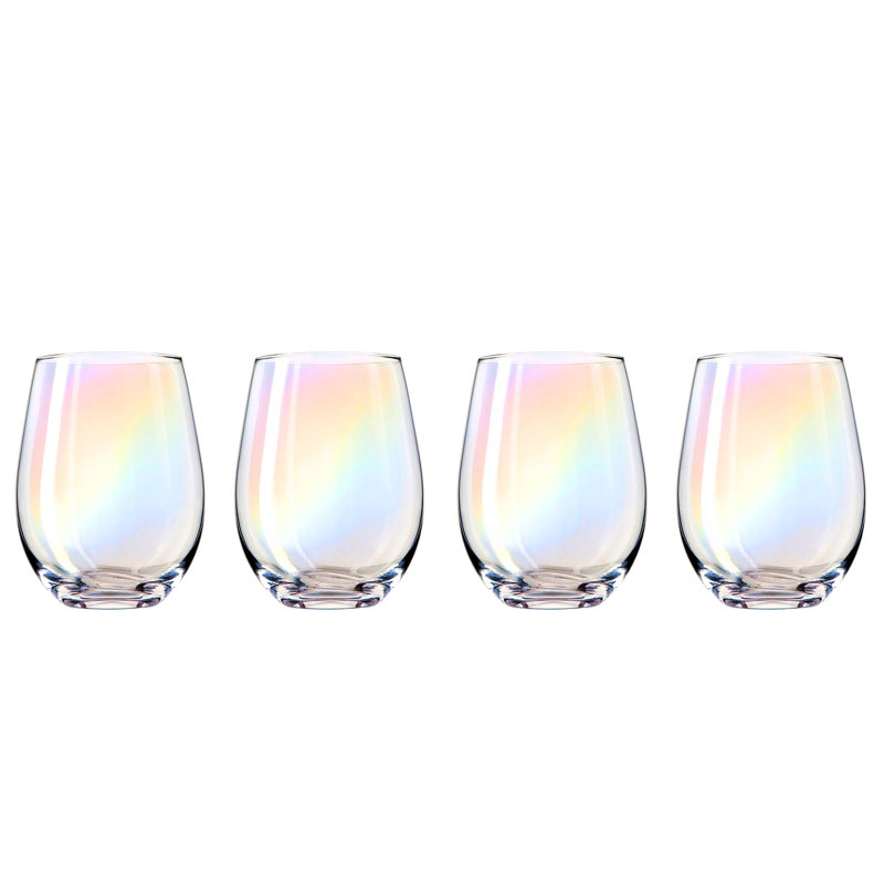 Elegant Iridescent 19 oz. Stemless Wine Glass Set for Sophisticated Sipping