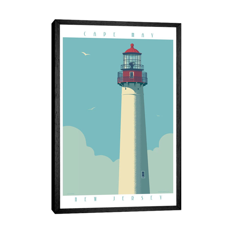 Cape May Lighthouse Travel by Jim Zahniser - Print on Canvas, 101.6cm H x 66.04cm W x 3.81cm D, Black Framed