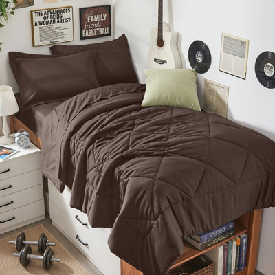 5-Piece Twin XL Comforter Set, Brown Bed in a Bag