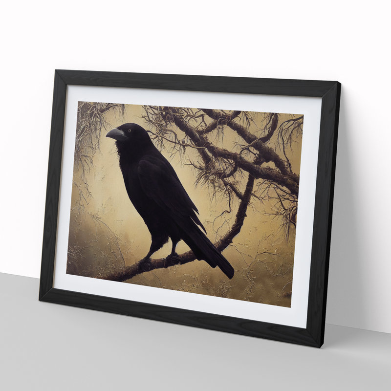 Splendorous Crow Bird - Framed Print, Black, 34cm H x 46cm W x 2cm D