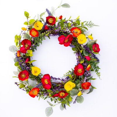 Handcrafted Faux Poppy 19'' Wreath