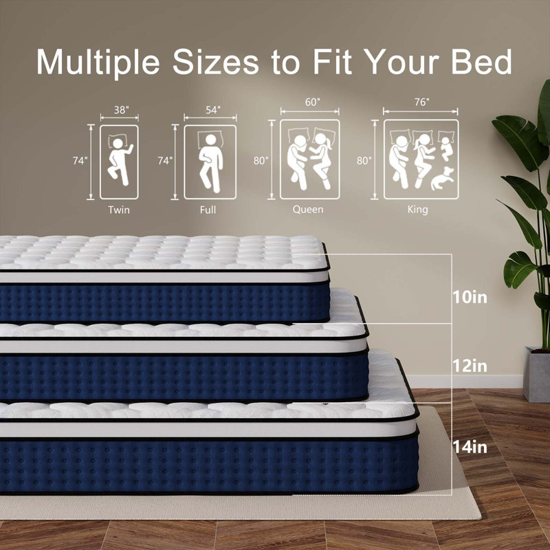 Matelas hybride en mousse 12 po à refroidissement moyen ferme en boîte, isolation des mouvements, support de bord, certifié Certipur-US, OEKO-TEX