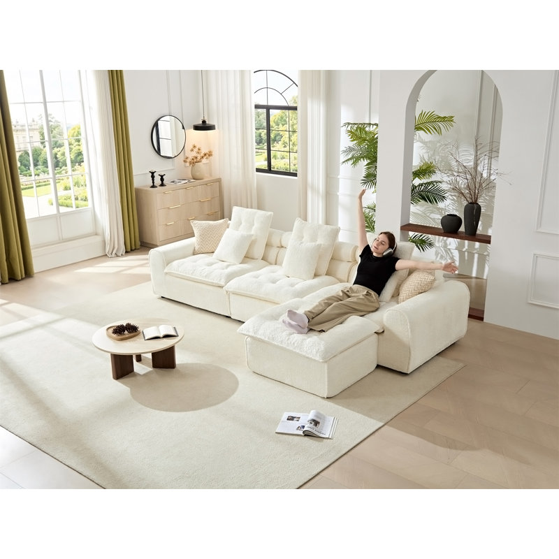 Canapé modulaire 129,8 po, Boucle blanc, H 30,3 po x l 129,8 po x P 72,4 po