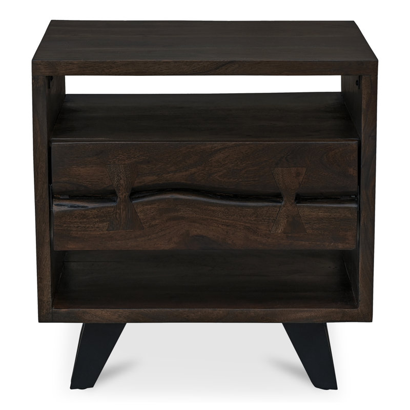 Madagascar 1 - Drawer Solid Wood Nightstand, Dark Brown