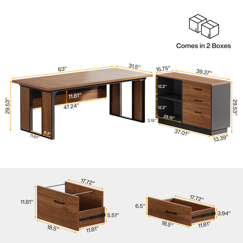 L-Shaped Iron Executive Desk