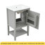 Meuble-lavabo de 20 po avec lavabo, armoire de salle de bain avec porte à fermeture douce, support de rangement et tablette ouverte, gris-116494937