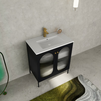 Meuble-lavabo de salle de bain avec lavabo en céramique