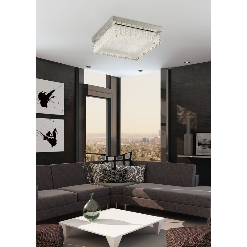 Schell Glass LED Flush Mount, 12cm H x 38cm W x 38cm D