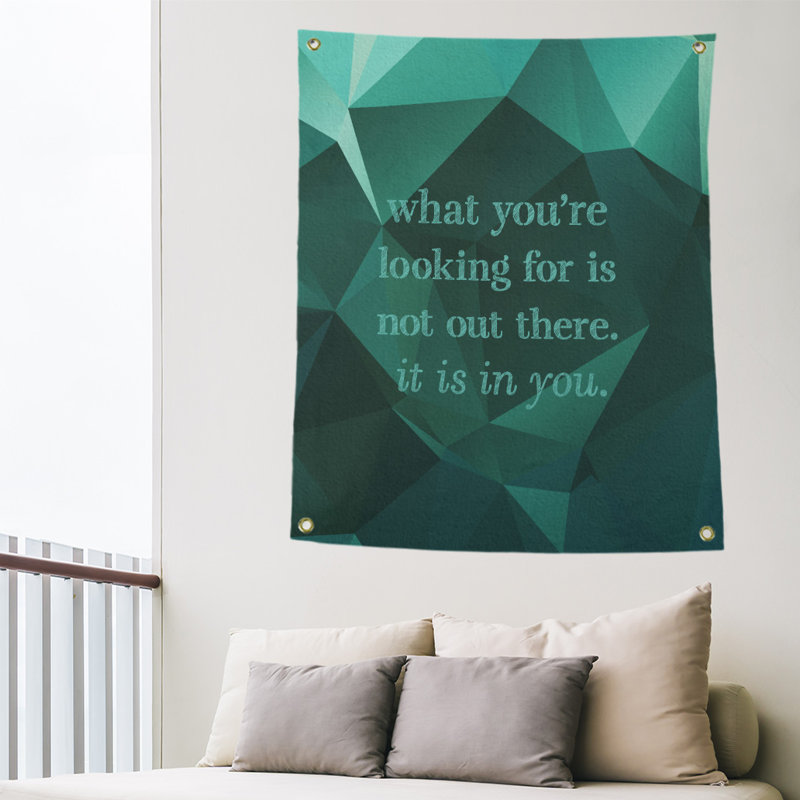Tapisserie quote-pierre en faux-faux-citation en polyester, Vert émeraude, H 80 po x l 59 po
