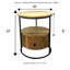 Table d'appoint ronde en fer et bois de manguier naturel fabriquée à la main avec tiroir 