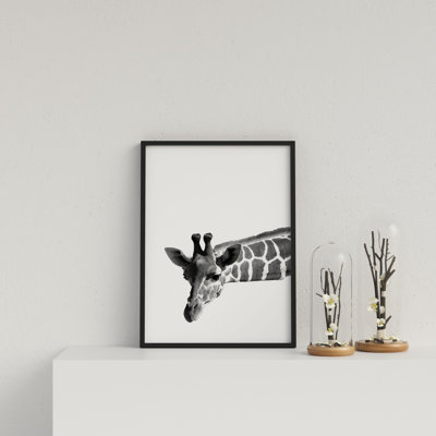 Giraffe on White Background 1 Piece Single Picture Frame Wall Art
