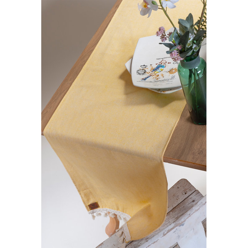 Cotton Tasseled 40 X 150 Cm Table Runner - Boundry Purple, Corn Yellow