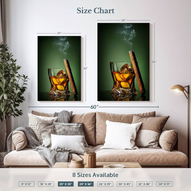 Yarlin Cold Whiskey And Cigar, 36" H x 24" W